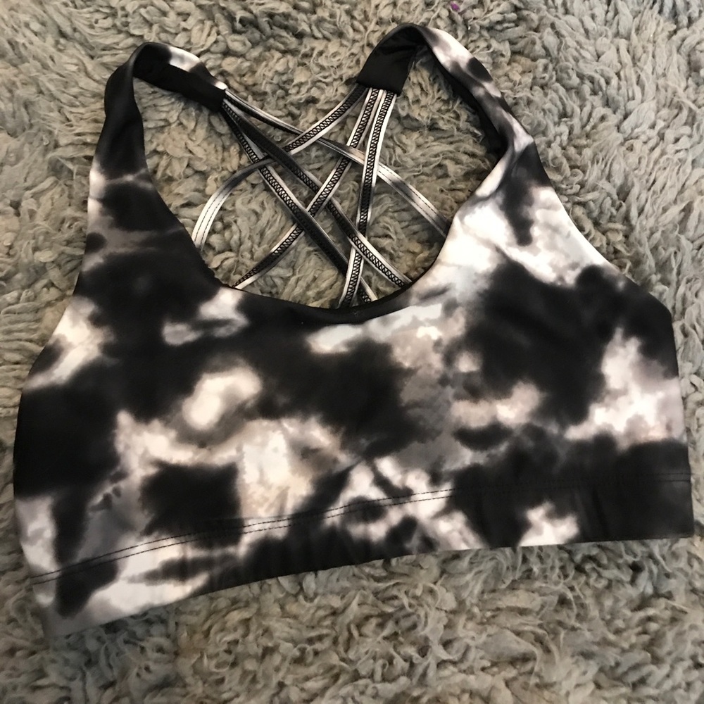 Black and white tie dye sports bra